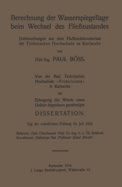 Berechnung der Wasserspiegellage beim Wechsel des Fließzustandes