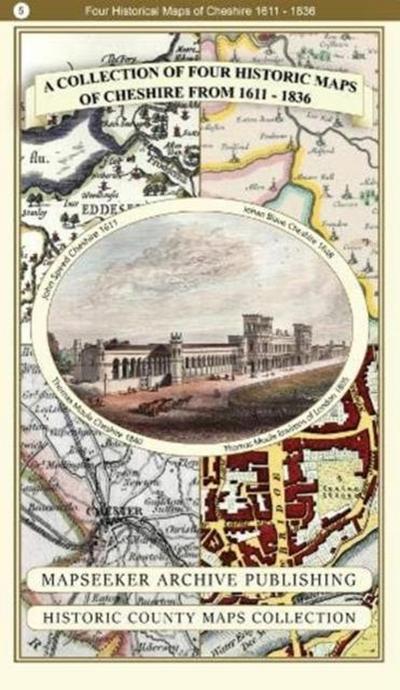 A Cheshire 1611 - 1840 - Fold Up Map that features a collection of Four Historic Maps, John Speed’s County Map 1611, Johan Blaeu’s County Map of 1648, Thomas Moules County Map of 1840 and Cole and Roper’s Plan of the City of Chester 1805.