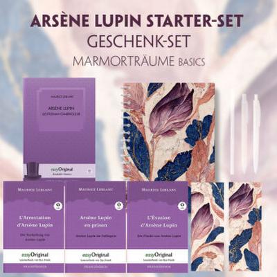 Arsène Lupin Starter-Paket Geschenkset - 4 Bücher (mit Audio-Online) + Marmorträume Schreibset Basics, m. 4 Beilage, m. 4 Buch