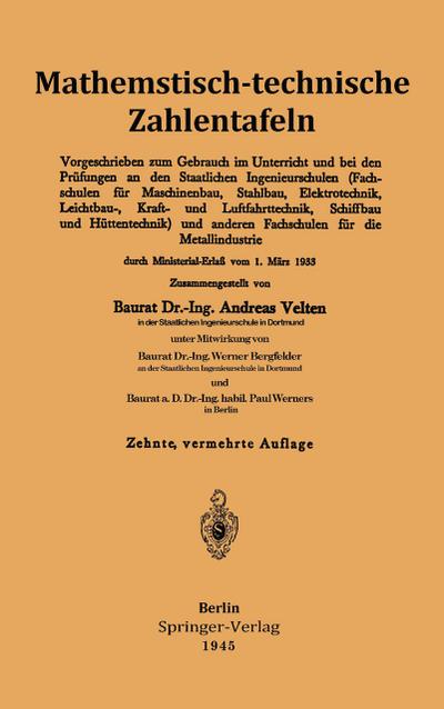 Mathematisch-technische Zahlentafeln