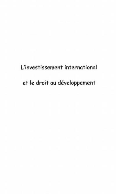 Investissement international et le droit