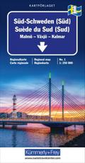 Kümmerly+Frey Regional-Strassenkarte 1 Süd-Schweden (Süd) 1:250.000