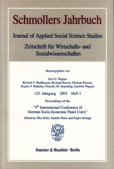 Proceedings of the ’5th International Conference of German Socio-Economic Panel Users’.