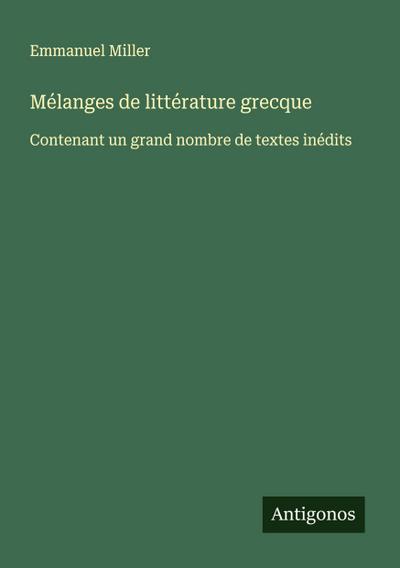 Mélanges de littérature grecque