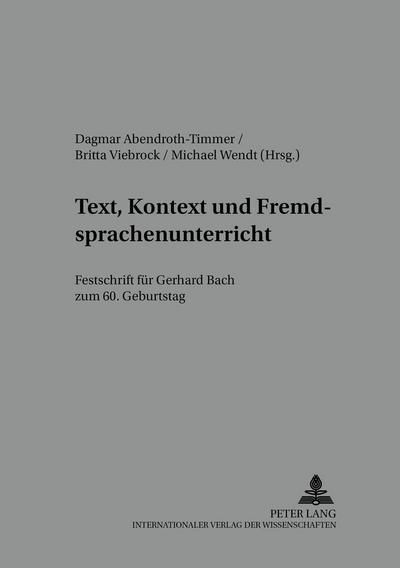 Text, Kontext und Fremdsprachenunterricht