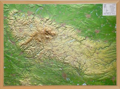Relief Harz 1:110.000 mit Naturholzrahmen