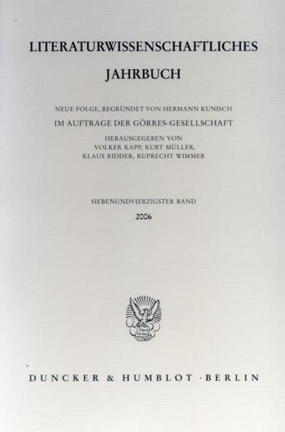 Literaturwissenschaftliches Jahrbuch 47/2006