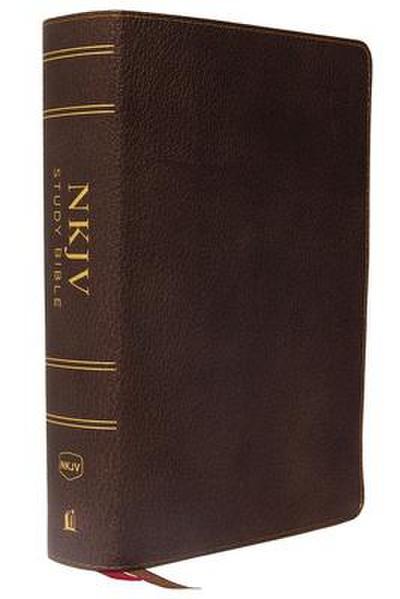 NKJV Study Bible, Premium Calfskin Leather, Brown, Full-Color, Red Letter Edition, Indexed, Comfort Print