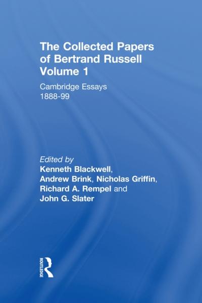 Collected Papers of Bertrand Russell, Volume 1