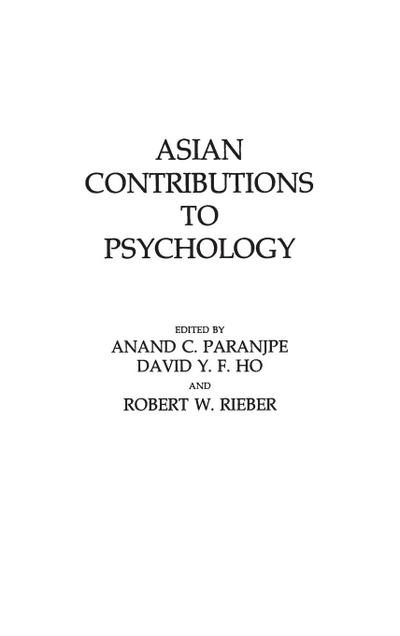 Asian Contributions to Psychology
