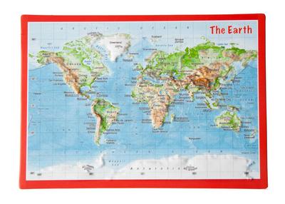 Reliefpostkarte Welt