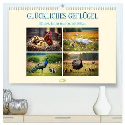Glückliches Geflügel (hochwertiger Premium Wandkalender 2026 DIN A2 quer), Kunstdruck in Hochglanz
