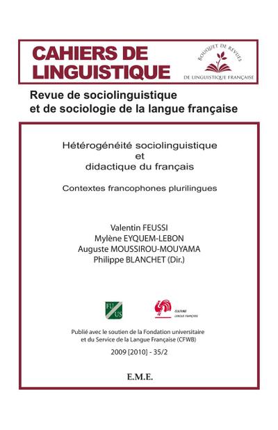 Hétérogénéité sociolinguistique et didactique du français
