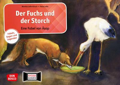 Der Fuchs und der Storch. Eine Fabel von Äsop. Kamishibai Bildkartenset.