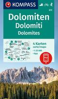KOMPASS Wanderkarten-Set 672 Dolomiten, Dolomiti, Dolomites (4 Karten) 1:35.000
