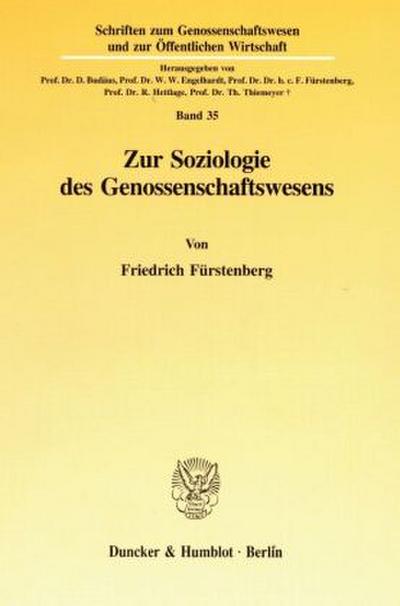 Zur Soziologie des Genossenschaftswesens.