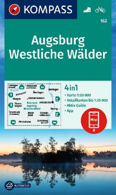 KOMPASS Wanderkarte 162 Augsburg, Westliche Wälder 1:50.000 