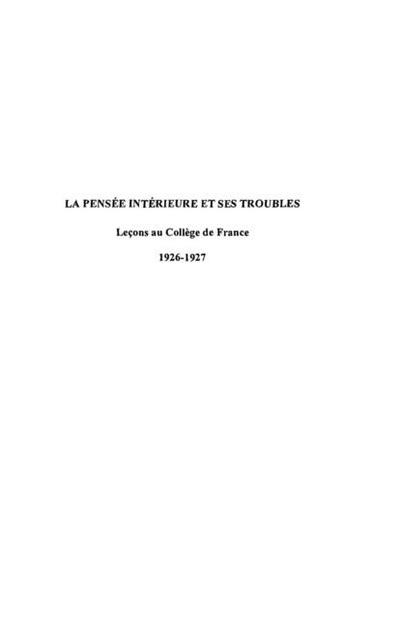 Pensee interieur et ses troubles