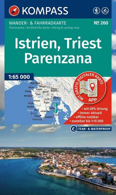 KOMPASS Wanderkarte 260 Istrien, Triest, Parenzana 1:65.000 