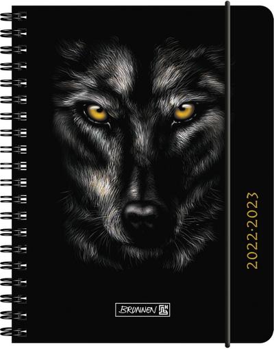 BRUNNEN 1071855063  Wochenkalender  Schülerkalender  2022/2023  "Wolf"  2 Seiten = 1 Woche  Blattgröße 12 x 16 cm   A6  PP-Einband