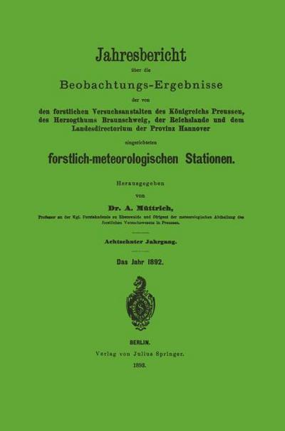 Jahresbericht über die Beobachtungs-Ergebnisse