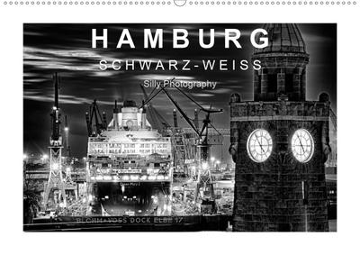Hamburg in schwarz-weiss (Wandkalender 2020 DIN A2 quer)