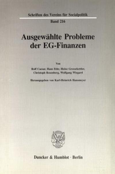 Ausgewählte Probleme der EG-Finanzen.