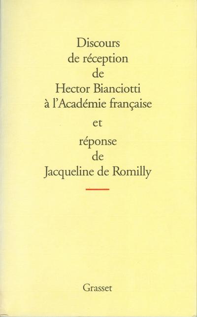 Discours de reception à l’académie française