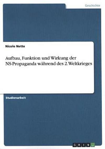 Aufbau, Funktion und Wirkung der NS-Propaganda während des 2. Weltkrieges