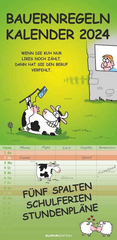 Bauernregeln 2024  Familienplaner - Familien-Timer - Termin-Planer - Kinder-Kalender - Familien-Kalender - 22x45