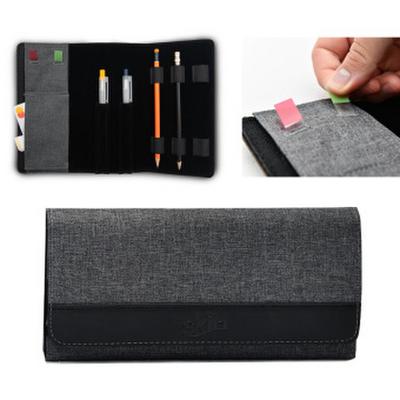 PenSKIN Federmäppchen in Stahl-Grau für Schreibutensilien und Notizstreifen