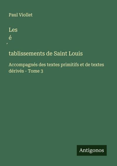 Les é¿tablissements de Saint Louis