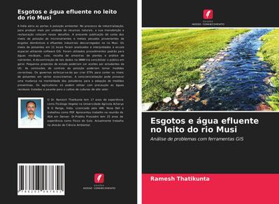 Esgotos e água efluente no leito do rio Musi