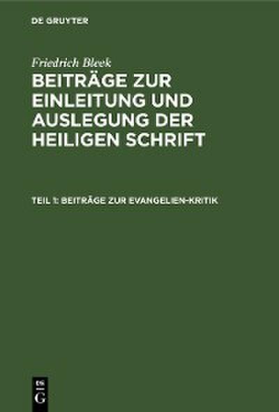 Beiträge zur Evangelien-Kritik
