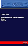 Subjects for Master’s Degree in Harvard College