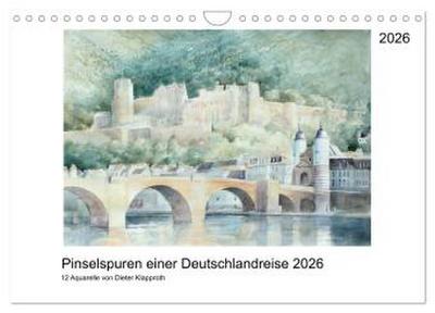 Pinselspuren einer Deutschlandreise - 12 Aquarelle von Dieter Klapproth (Wandkalender 2026 DIN A4 quer), CALVENDO Monatskalender
