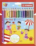 Dreikant-Buntstift - STABILO Trio dick - 18er Pack - mit 18 verschiedenen Farben und Spitzer