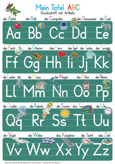 Mein Tafel-ABC in Druckschrift mit Artikeln