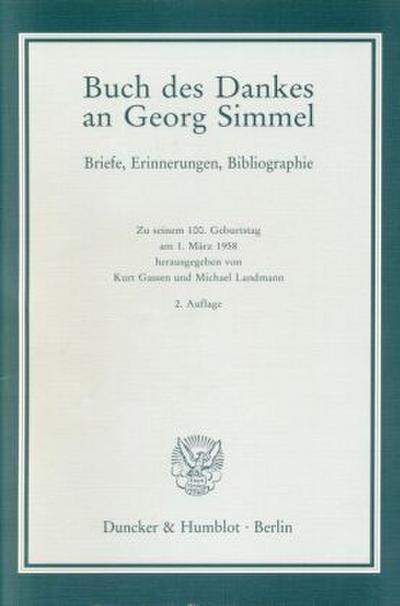 Buch des Dankes an Georg Simmel