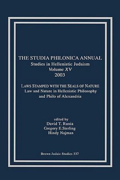 The Studia Philonica Annual XV, 2003