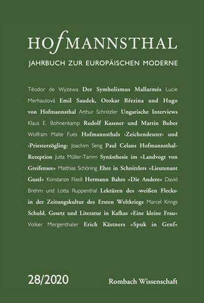 Hofmannsthal - Jahrbuch zur Europäischen Moderne 28/2020