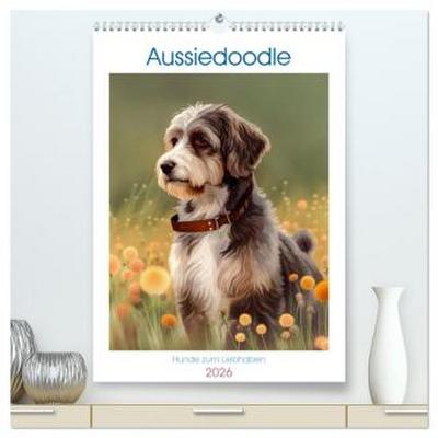 Aussiedoodle - Hunde zum Liebhaben (hochwertiger Premium Wandkalender 2026 DIN A2 hoch), Kunstdruck in Hochglanz