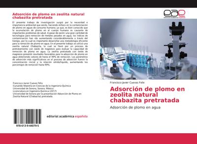 Adsorción de plomo en zeolita natural chabazita pretratada