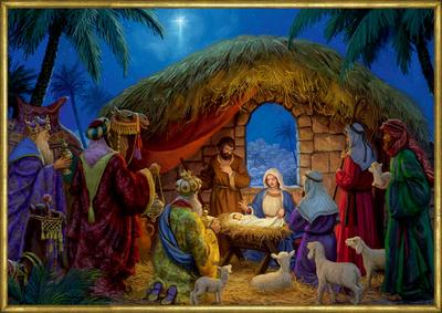 A3-Wand-Adventskalender - An der Weihnachtskrippe