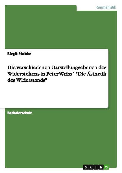 Die verschiedenen Darstellungsebenen des Widerstehens in Peter Weiss’ ’Die Ästhetik des Widerstands’
