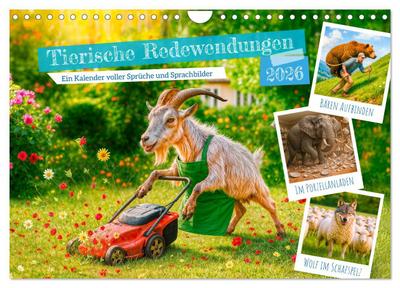 Tierische Redewendungen - Ein Kalender voller Sprüche und Sprachbilder (Wandkalender 2026 DIN A4 quer), CALVENDO Monatskalender