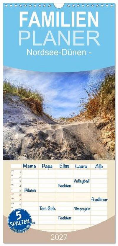 Familienplaner 2027 - Nordsee-Dünen mit 5 Spalten (Wandkalender, 21 x 45 cm) CALVENDO