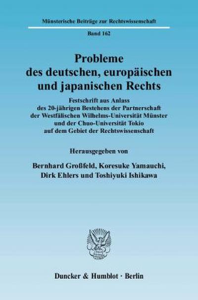 Probleme des deutschen, europäischen und japanischen Rechts.