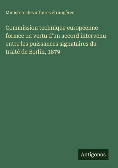 Commission technique européenne formée en vertu d’un accord intervenu entre les puissances signataires du traité de Berlin, 1879