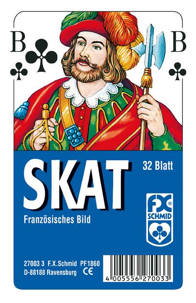Ravensburger Spielkarten 27003 - Klassisches Skatspiel, Französisches Bild, 32 Karten in Klarsicht-Box